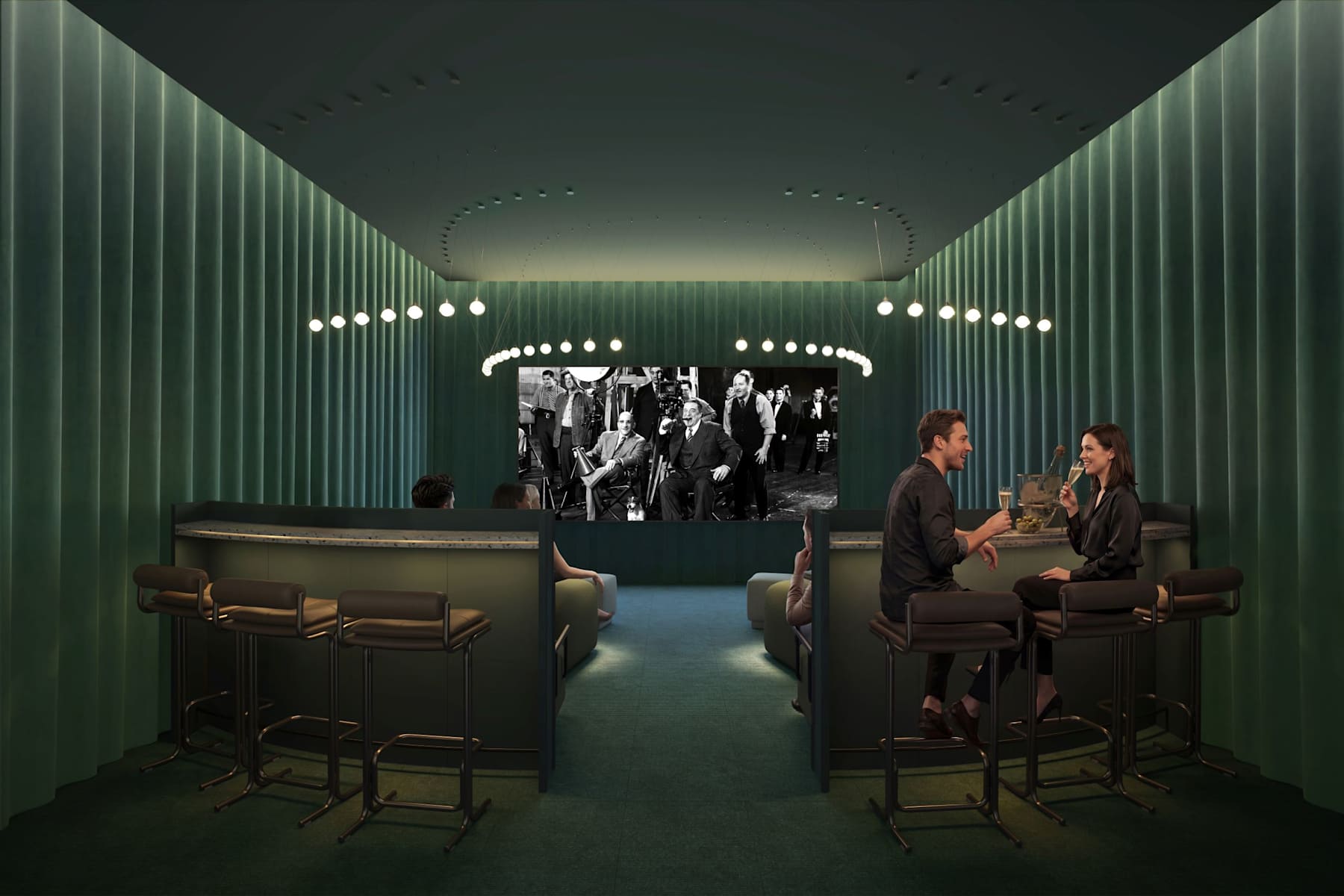 The bar beside Ferry Island's screening room